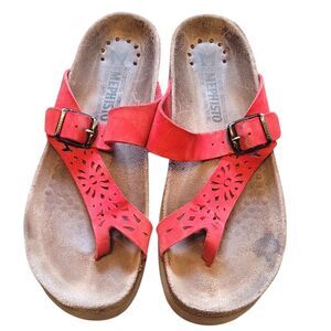 Mephisto Red Helen Leather Thing Sandals Size 37/ US 6.5